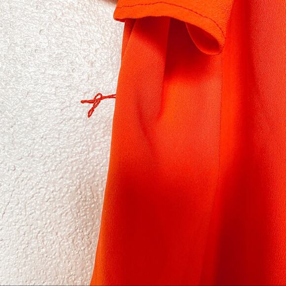 ASOS Orange Square Neck Pleated Front Top Size 14 - Picture 4 of 7